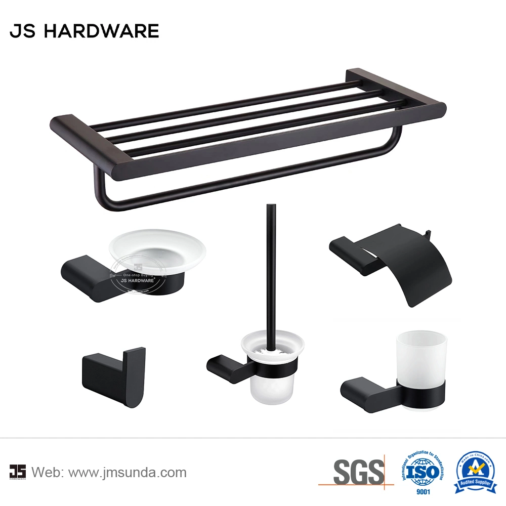 Modern 6 PCS Bath Hardware Set Modern Luxury Matte Black Hotel Bathroom Products Bath Accessories